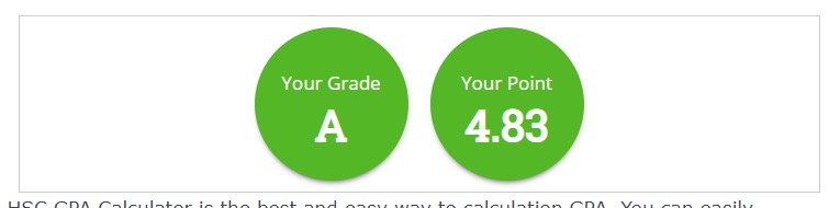 HSC GPA Calculator Result