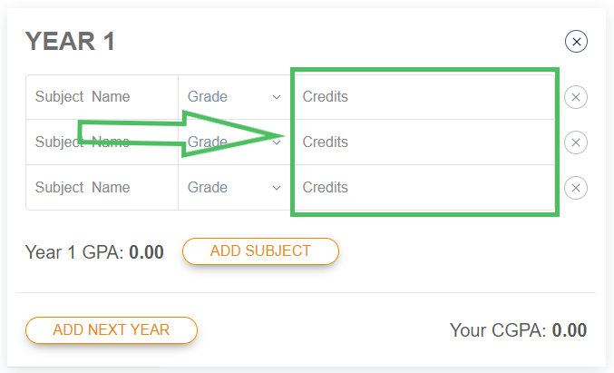 Honours CGPA - Add Subject Credit